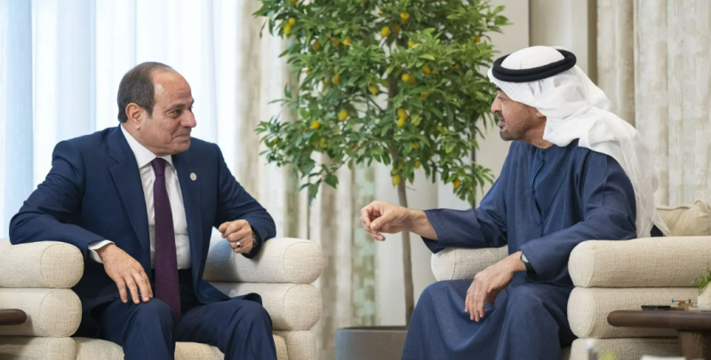 رئيس دولة الإمارات والرئيس المصري يبحثان التطورات الإقليمية