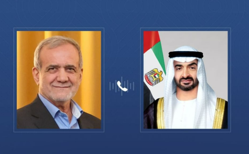 رئيس الإمارات يجري اتصالا هاتفيا مع الرئيس الإيراني