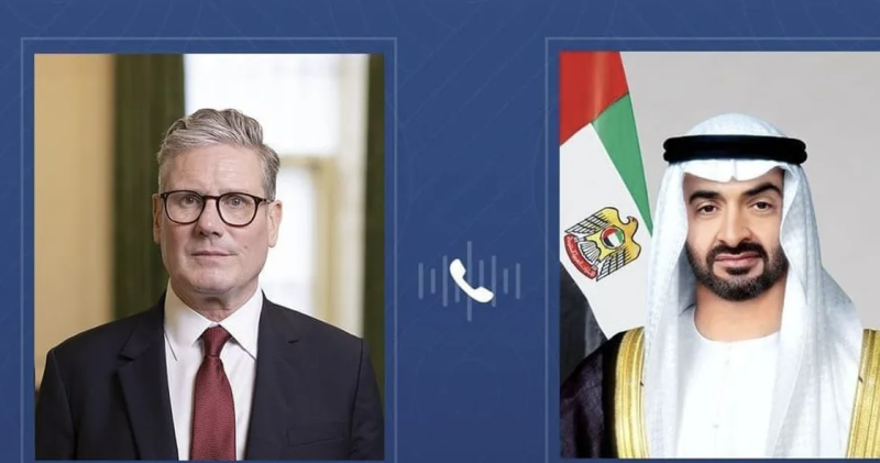 محمد بن زايد يتلقى اتصالا هاتفيا من رئيس الوزراء البريطاني