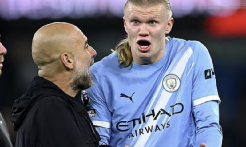 Haaland and Guardiola in debate after Manchester City's narrow victory
