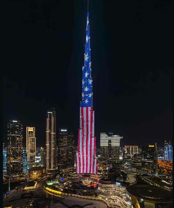 Burj Khalifa lit in US colours as President Donald Trump visits UAE