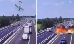Private plane crashes in the middle of a highway in Italy, 2 dead