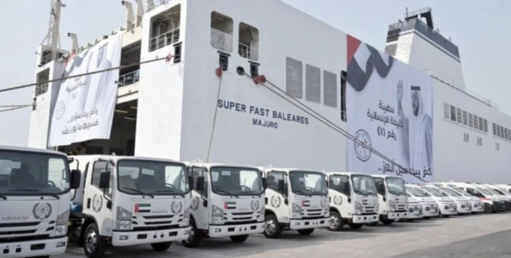 الإمارات ترسل سفينة محملة بـ7166 طناً من المساعدات العاجلة إلى غزة